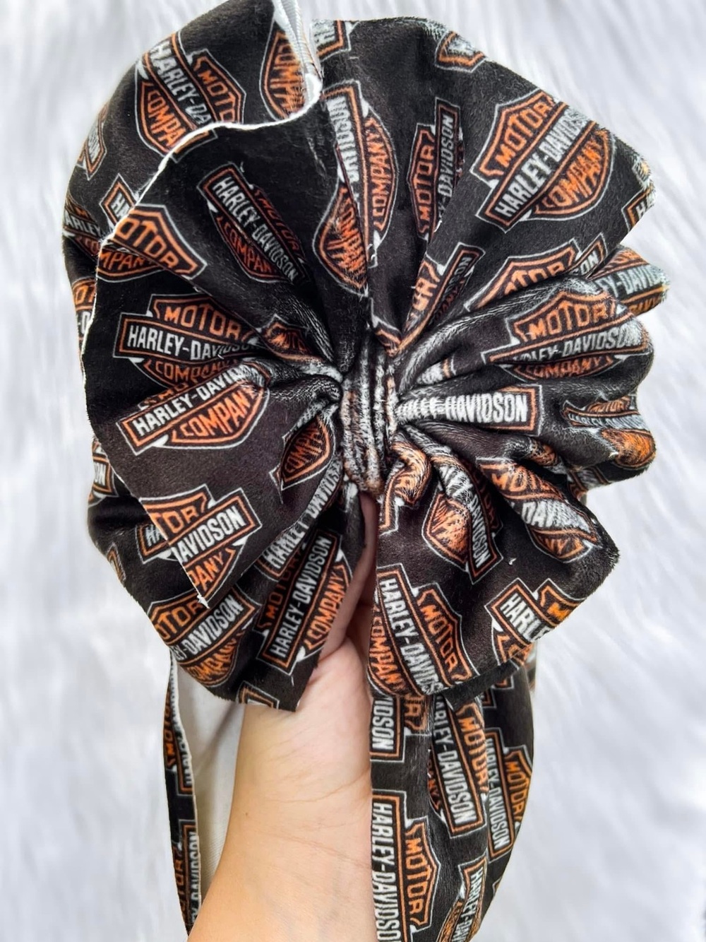 Harley-Davidson Black Orange Logo Scrunchie Headband